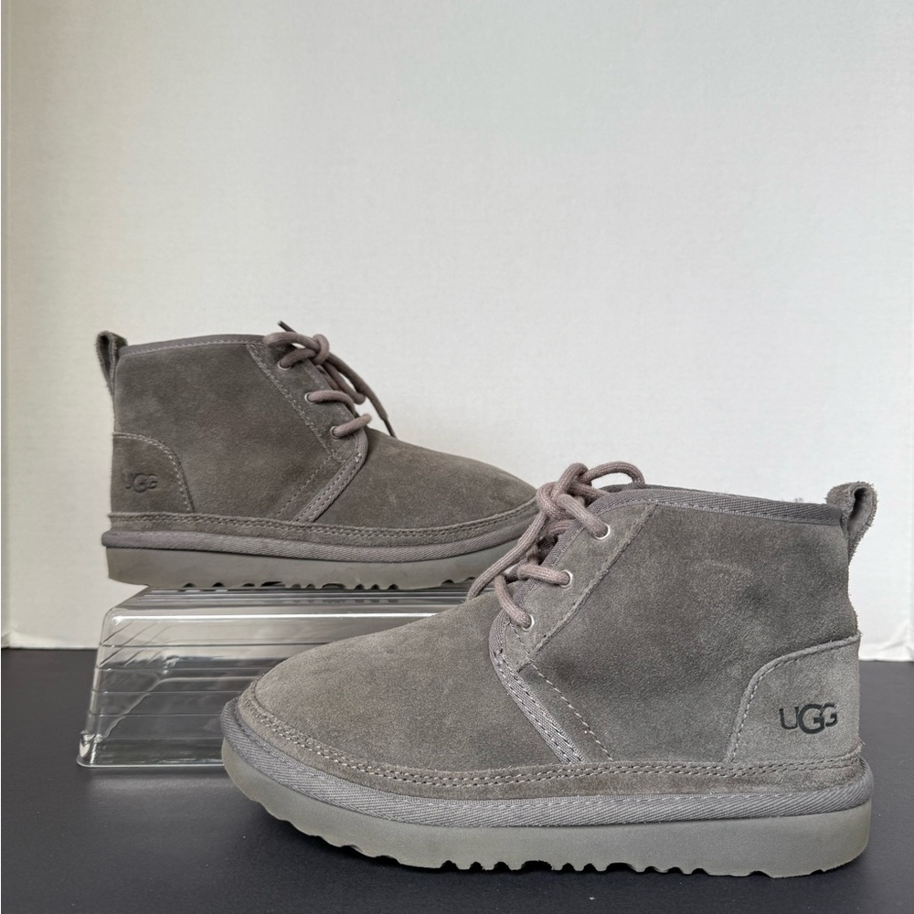 UGG Neumel Gray Suede Sheepskin Ankle Boots Booties Shoes Size 3